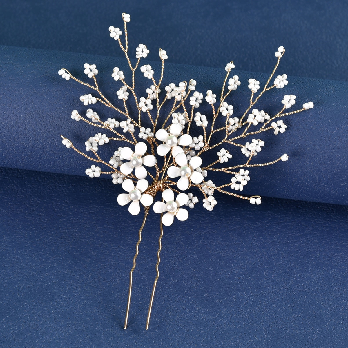 Women's Elegant Flower Pearl Zircon Hairpin Bridal Hair Accessory