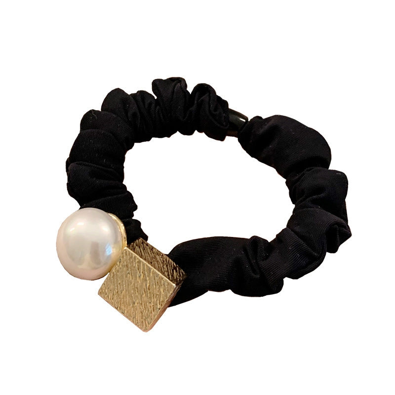 Women's Geometric Pearl Hair Tie - Elegant Cloth Ponytail Holder 2022