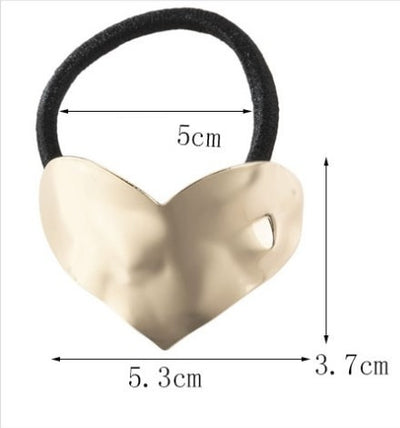 Women's Heart Shape Alloy Hair Tie - Electroplated Metal Hair Rope Accessory