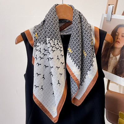 Women's Geometric Print Polyester Silk Scarf Shawl