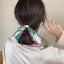 Women's Elegant Printed Hair Tie with Silk Scarf Bow