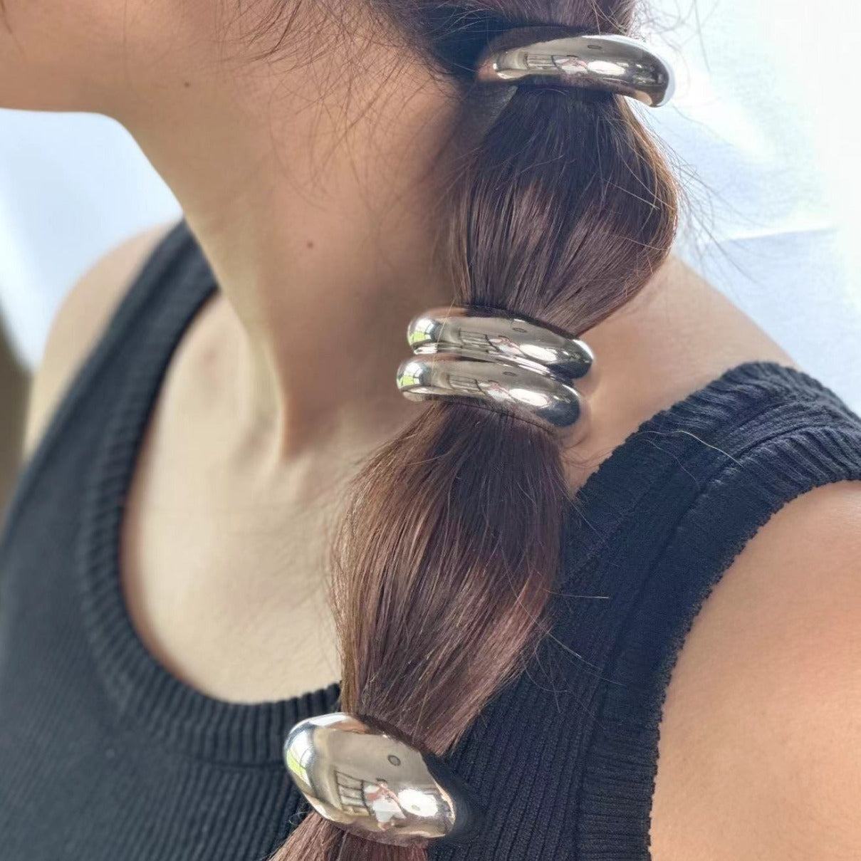 Women's Elegant Alloy Hair Tie & U-Shaped Silver Hair Accessories Set