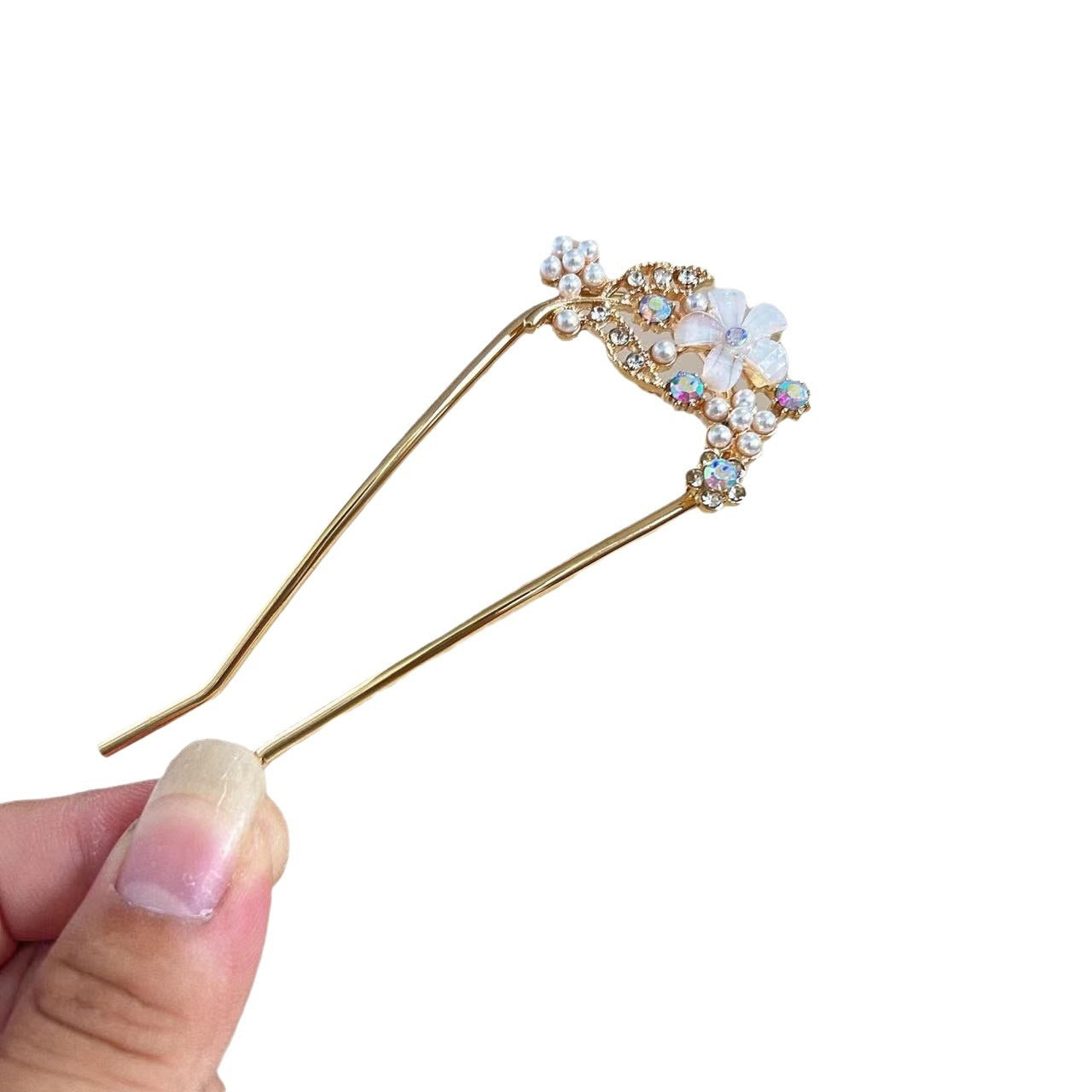 Women's Modern U-Shaped Pearl Inlay Hairpin