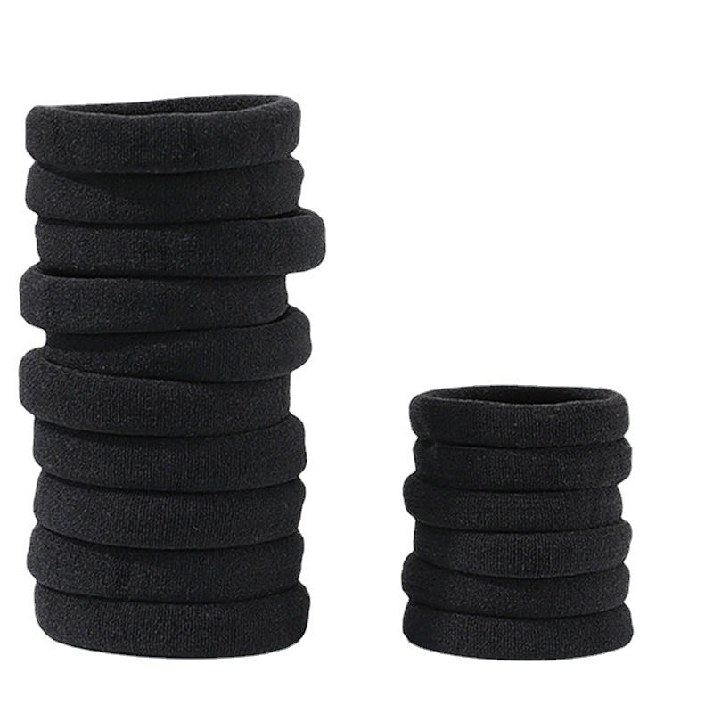 Women's Solid Color High Stretch Hair Tie Set - Black Elastic Bands for Girls