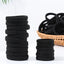 Women's Solid Color High Stretch Hair Tie Set - Black Elastic Bands for Girls