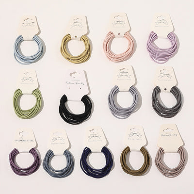 Women's Simple Style Elastic Hair Tie Set - Solid Color Rubber Bands