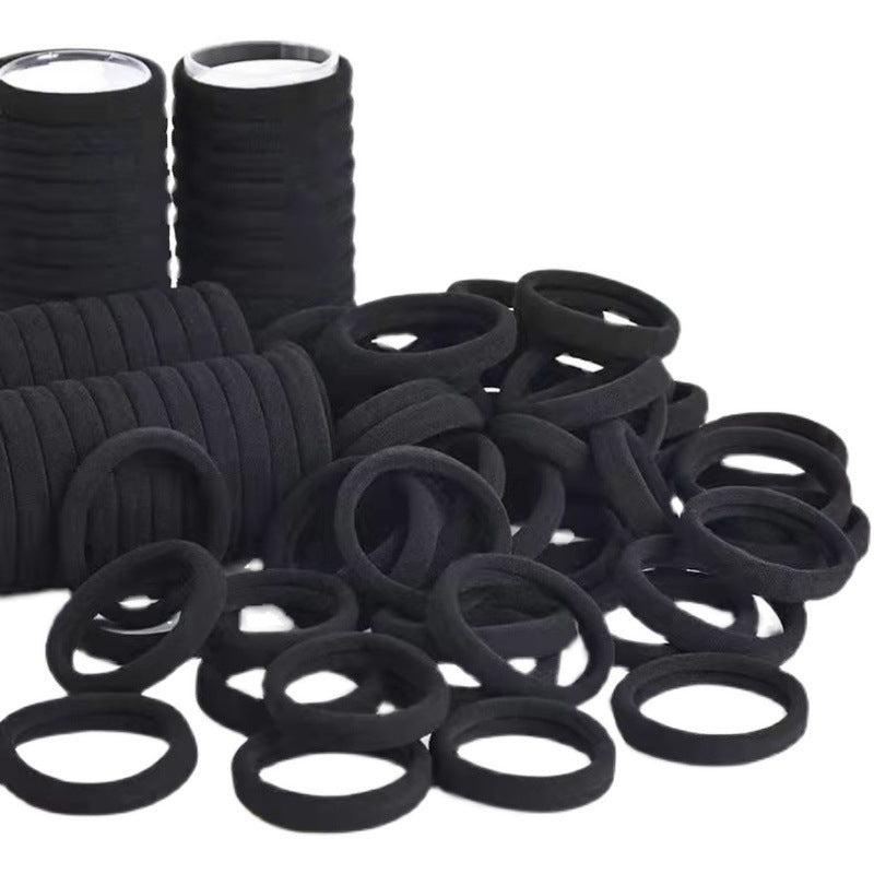 Women's Solid Color Elastic Hair Tie Set - Black Korean Style