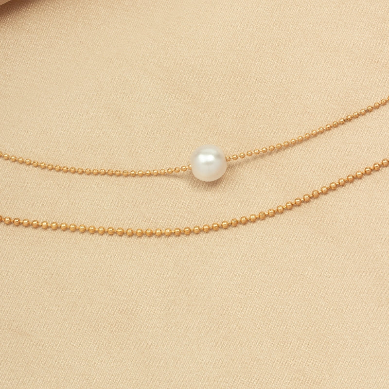 Women's Fashion Layered Imitation Pearl Alloy Necklace