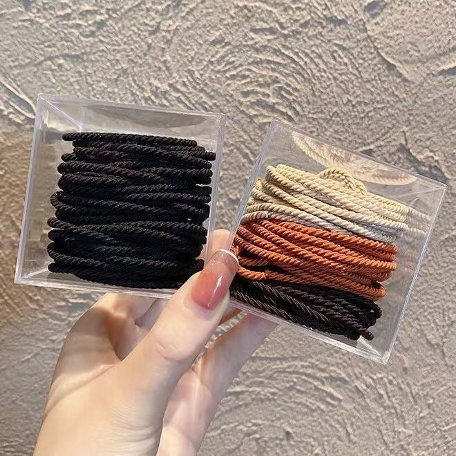 Women's Solid Color Nylon Hair Ties - Box of 50 Durable Elastic Hair Bands