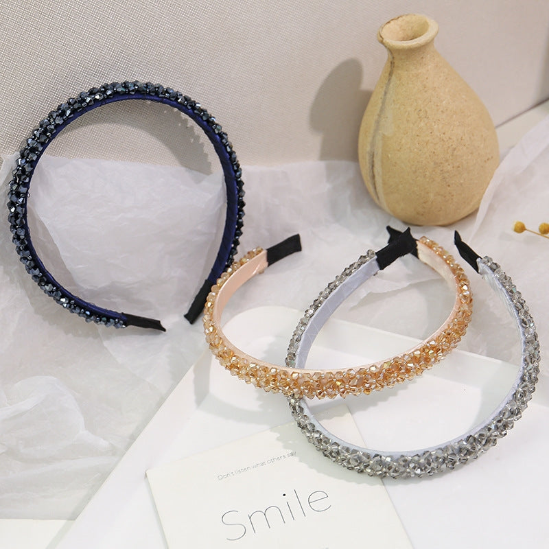 Women's Rhinestone Beaded Wide Hairband - Versatile Anti-Slip Headband