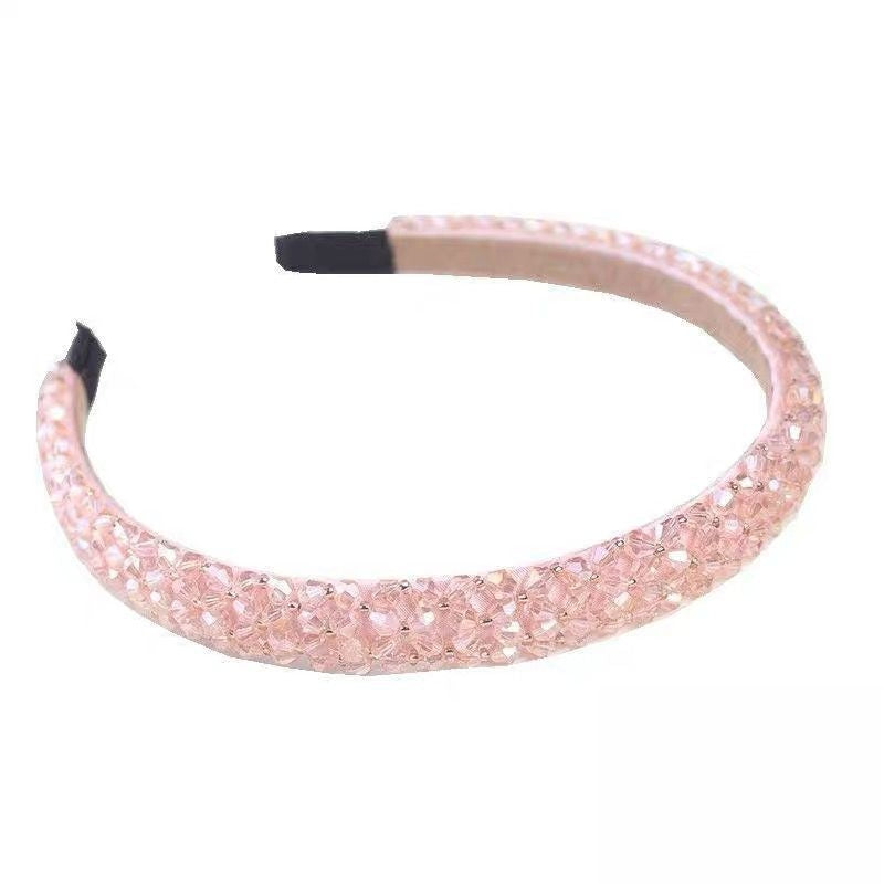 Women's Rhinestone Beaded Wide Hairband - Versatile Anti-Slip Headband