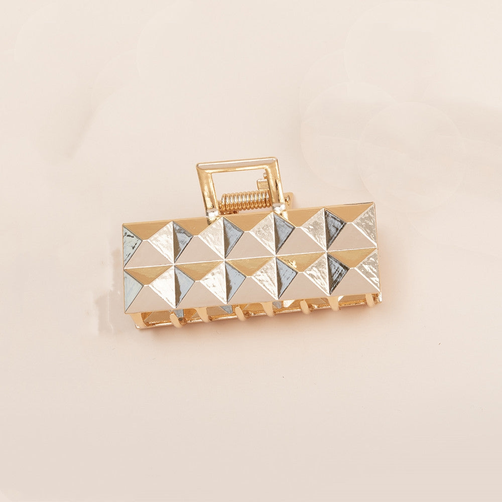 Women's Square Metal Hair Claw with Diamond Alloy Design