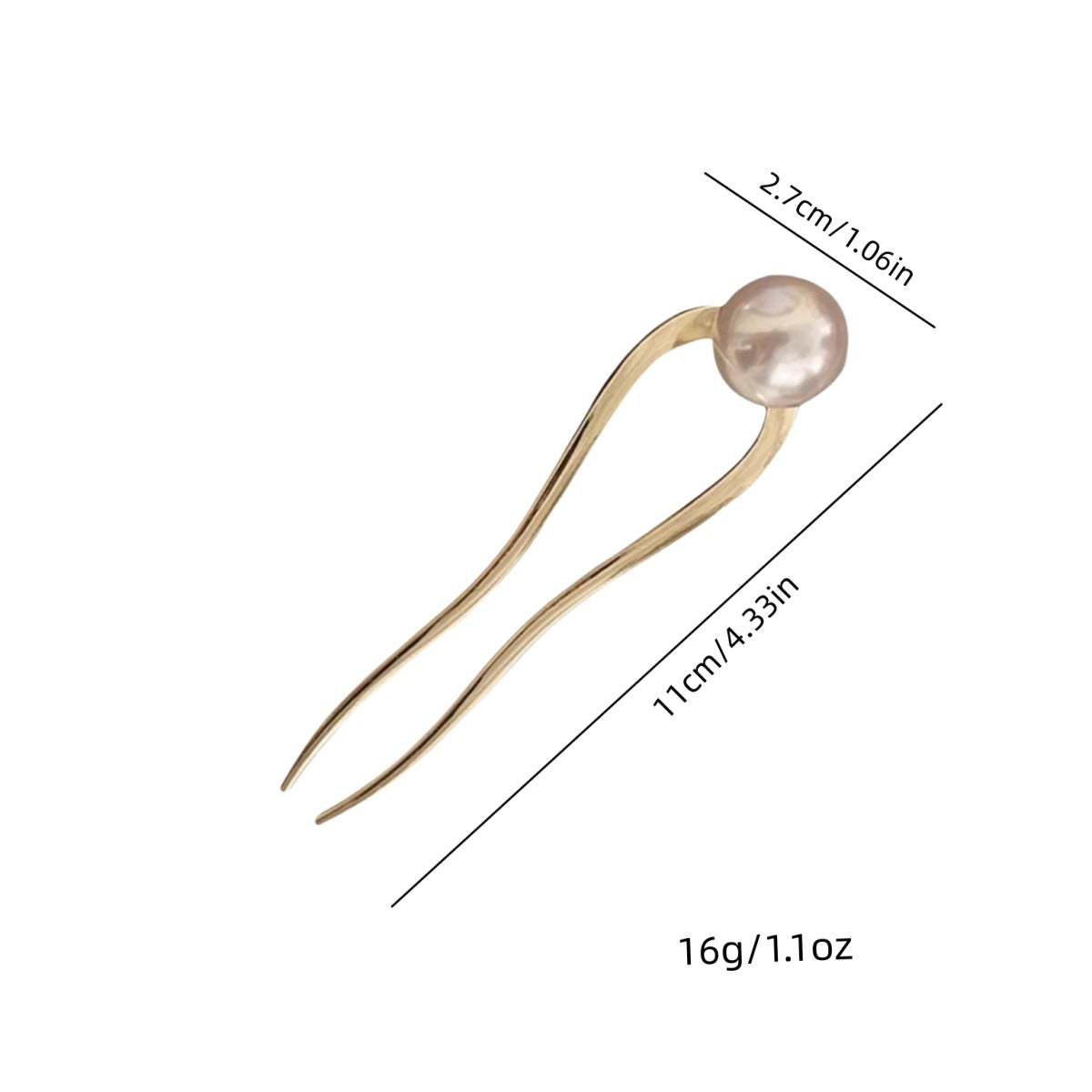 Women's U-Shape Pearl Hairpin - Korean Style Alloy Hair Accessory