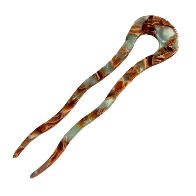 Women's U-Shape Leopard Acetate Hairpin - Wavy High-End Hair Accessory