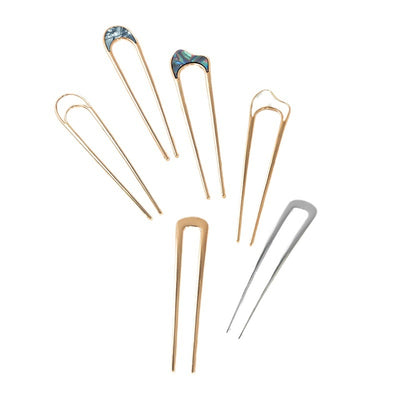 Women's U-Shape Alloy Hairpin - Japanese Style Metal Hair Fork