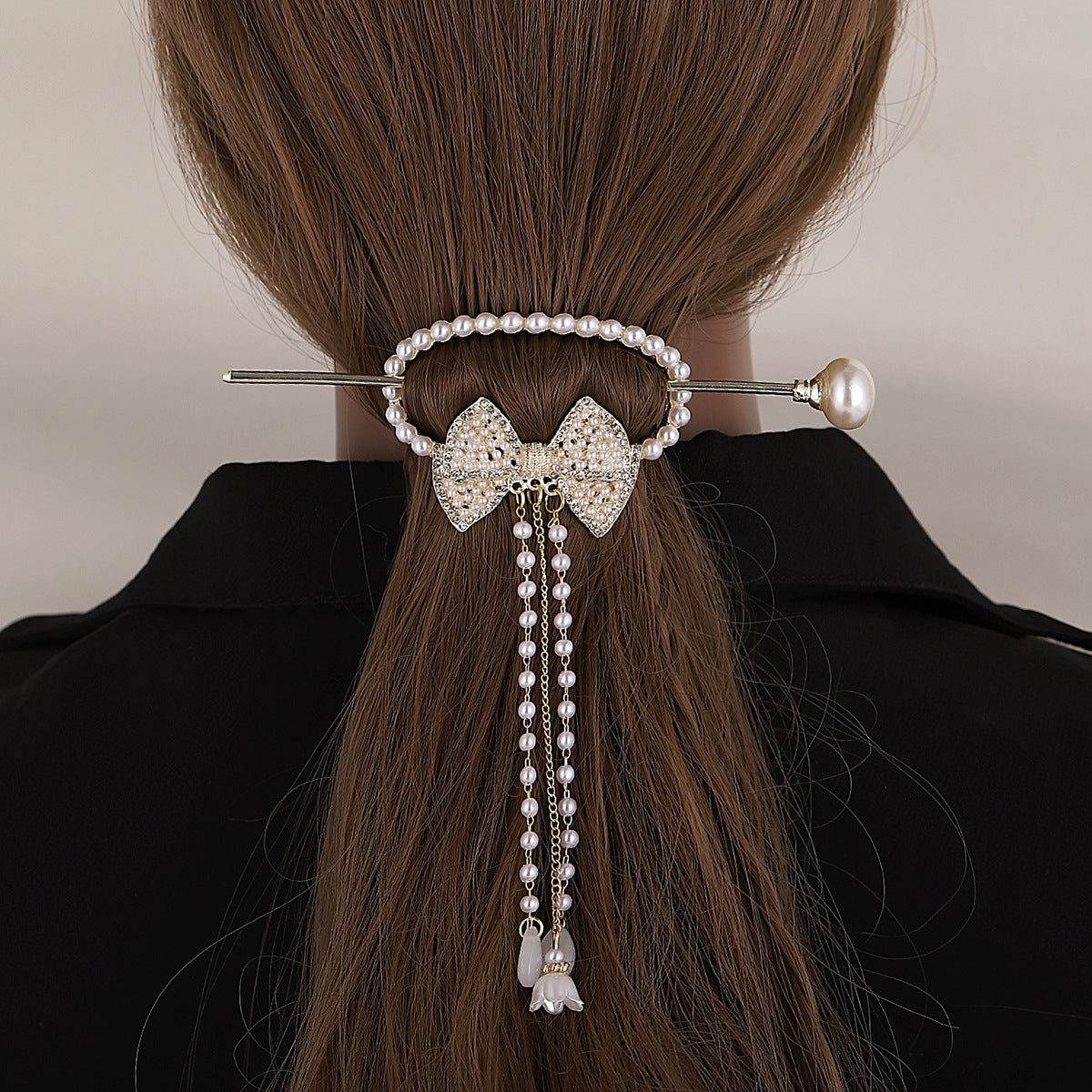 Women's Fashion Bow Knot & Pearl Metal Hairpin Set