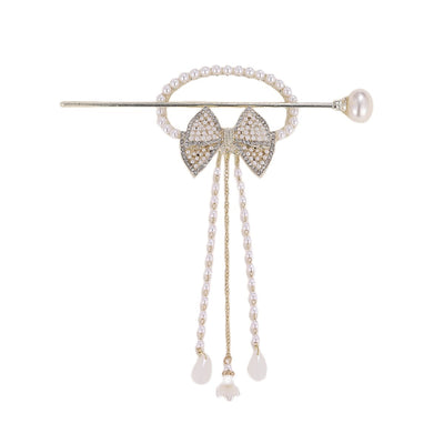 Women's Fashion Bow Knot & Pearl Metal Hairpin Set