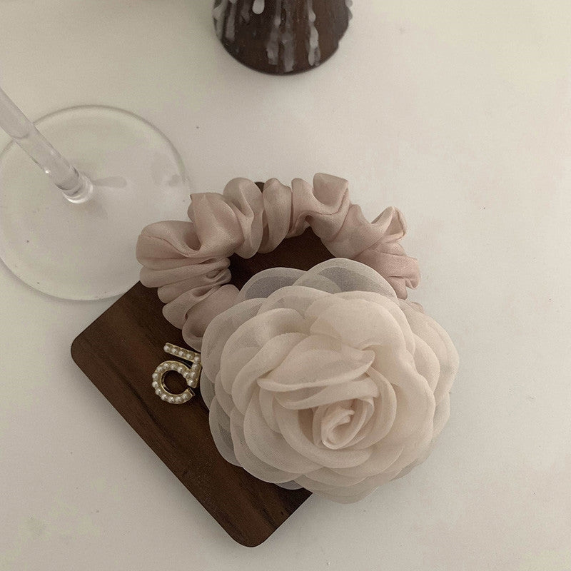 Women's Floral Organza Camellia Hair Tie and Scrunchie Set