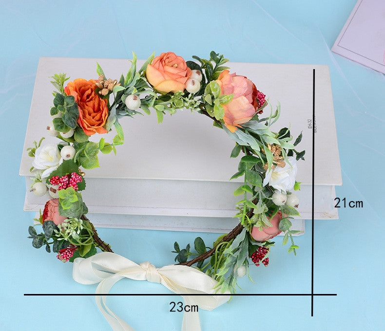 Women's Floral Wreath Hair Comb - Handmade Bridal Headpiece and Travel Accessory