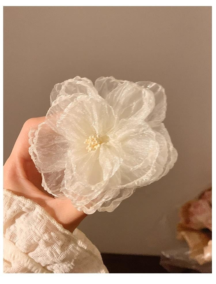 Women's Shiny Flower Organza Hair Clip - Spring & Summer Vacation Style Hairpin