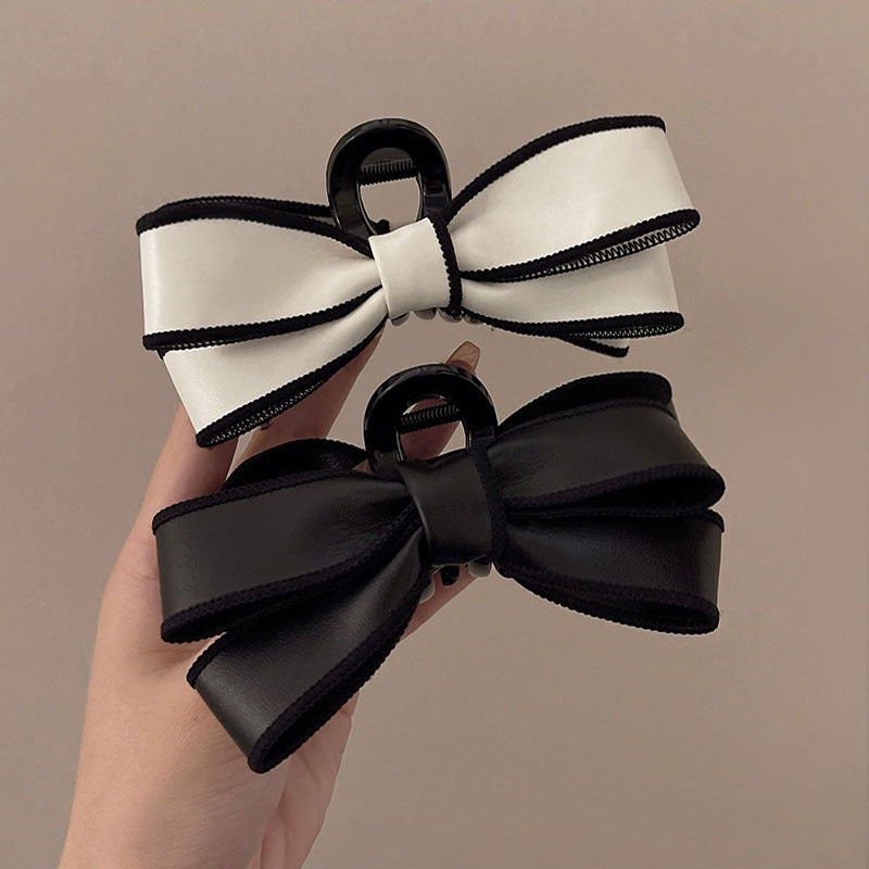 Women's Elegant Bow Knot Hair Claw Clip - Large French Style Shark Hairpin for Spring and Summer