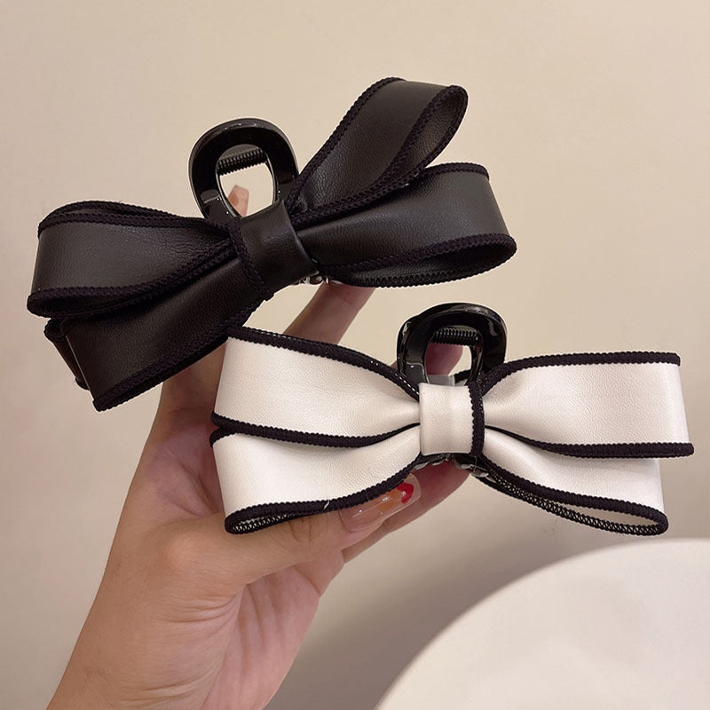 Women's Elegant Bow Knot Hair Claw Clip - Large French Style Shark Hairpin for Spring and Summer