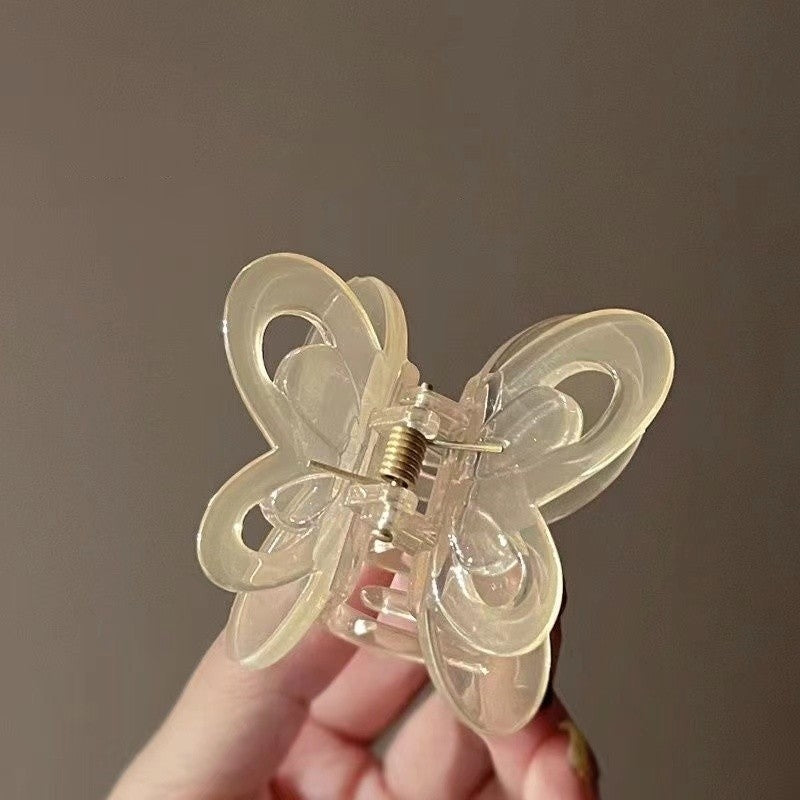 Women's Romantic Butterfly Acrylic Hair Claw Clip - Jelly Acetate Bow Design