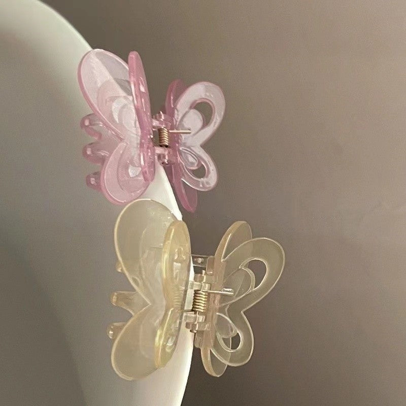 Women's Romantic Butterfly Acrylic Hair Claw Clip - Jelly Acetate Bow Design