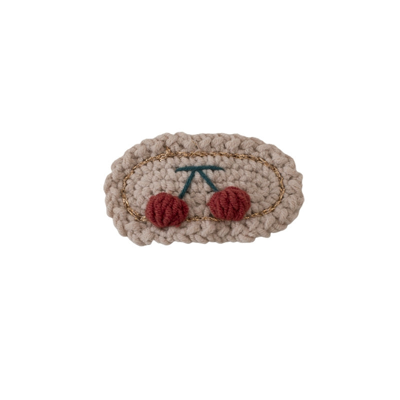 Women's Cherry Yarn & Woolen Hair Clip - Handmade Crochet Korea Hair Accessories