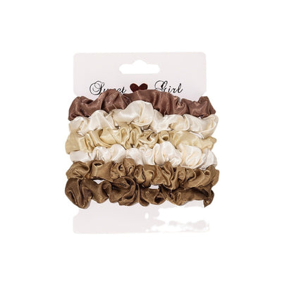 Women's Vintage Fabric Hair Tie Set - Solid Color Elastic Scrunchies