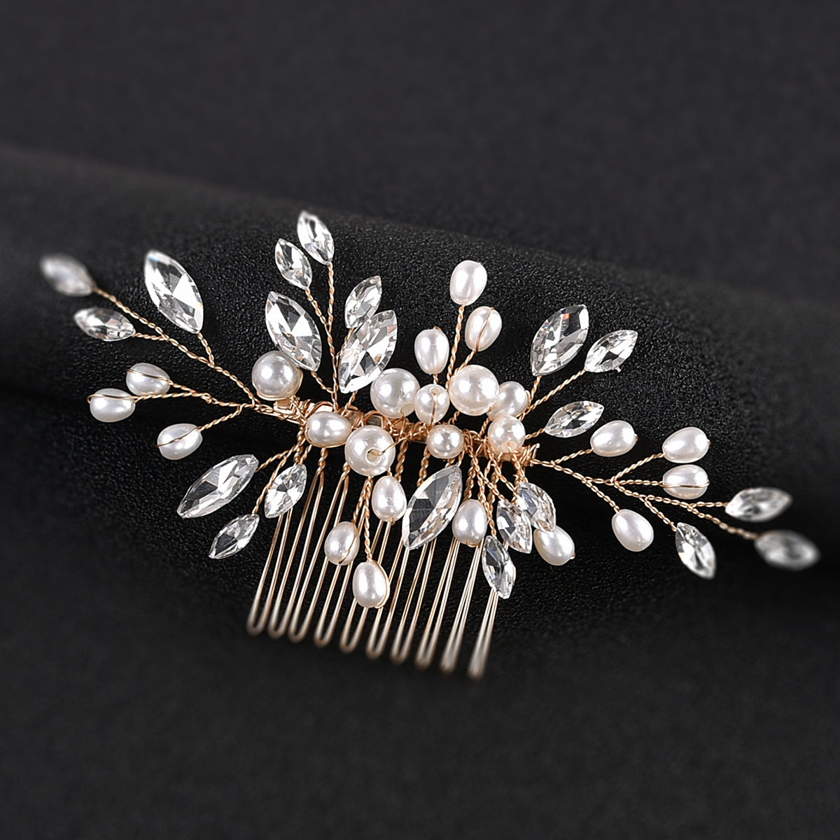 Women's Elegant Pearl Metal Insert Hair Comb