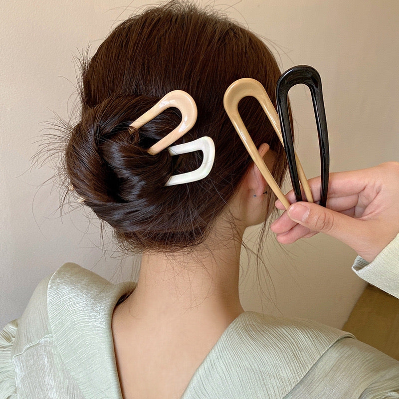 Women's Vintage Resin U-Shaped Hair Fork Hairpin