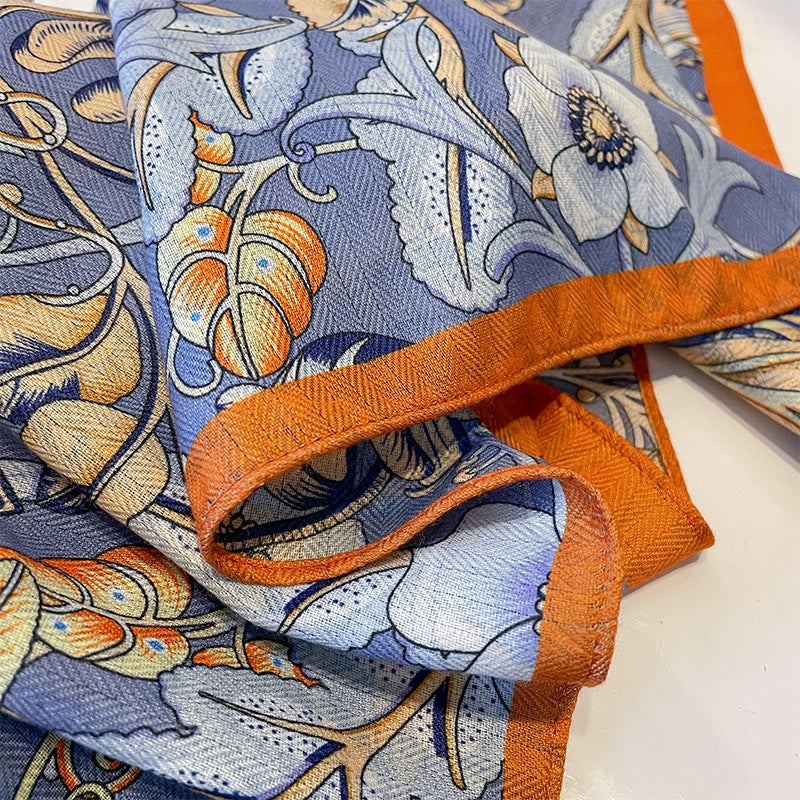 Women's Vintage Floral Polyester Silk Scarf - Multi-Functional Fashion Accessory