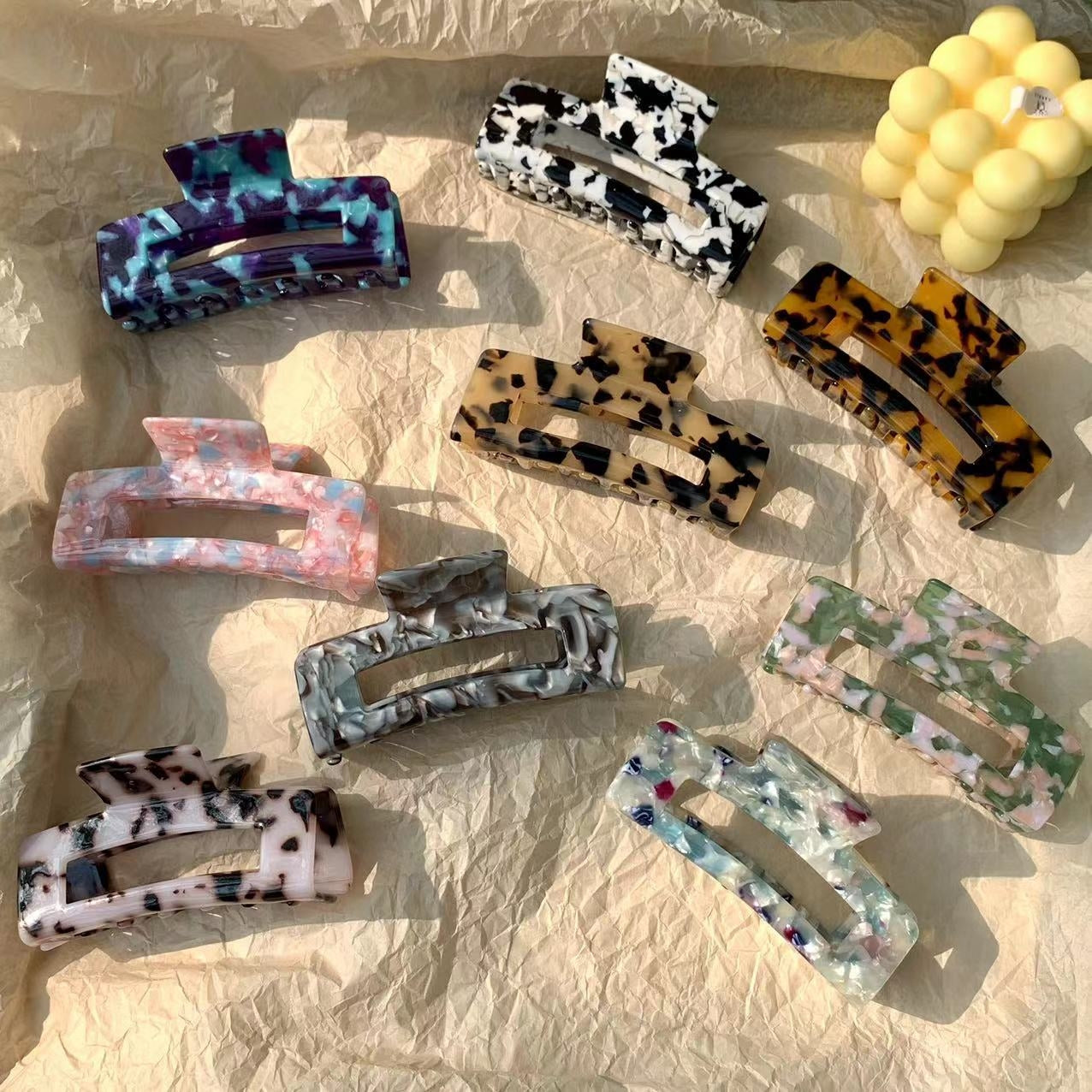 Women's Vintage Geometric Acetate Hair Claw Clip - Tortoiseshell Shark Hairpin Ornament