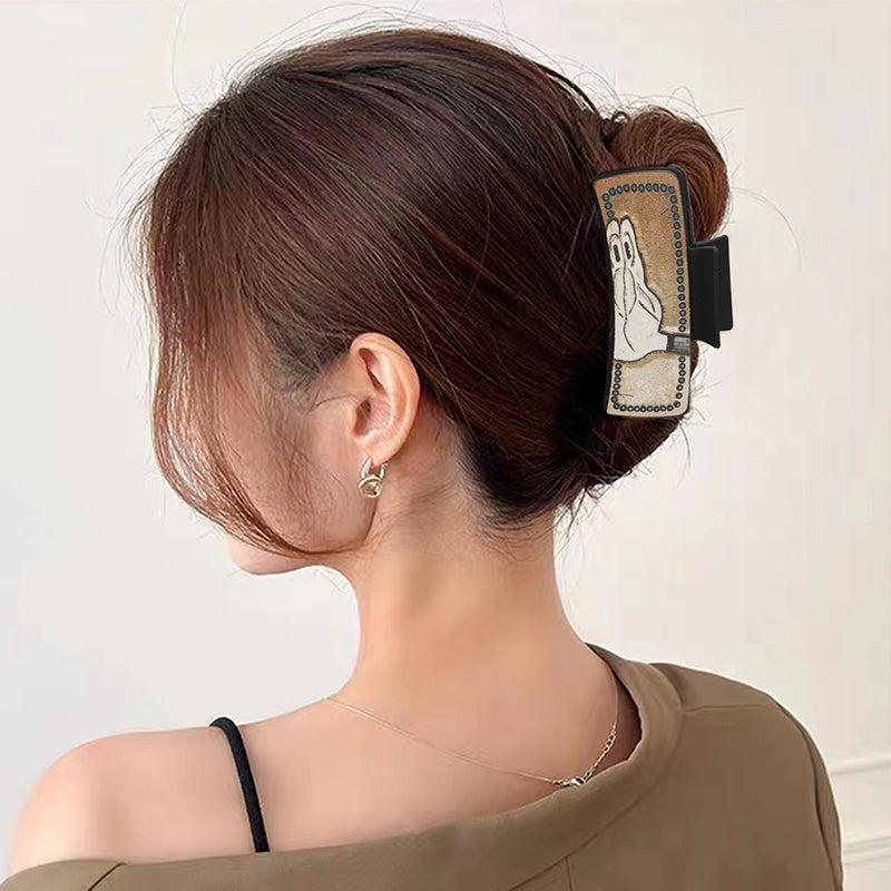 Women's Western Vintage Horns PU Leather Hair Claw Clip
