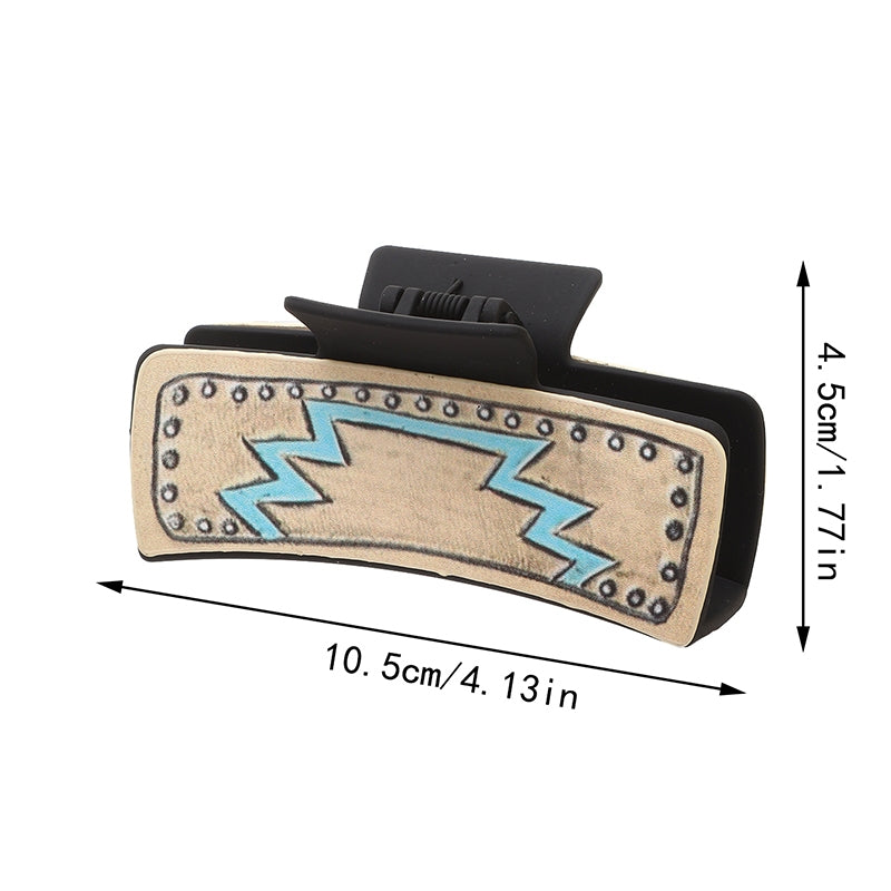 Women's Western Vintage Horns PU Leather Hair Claw Clip