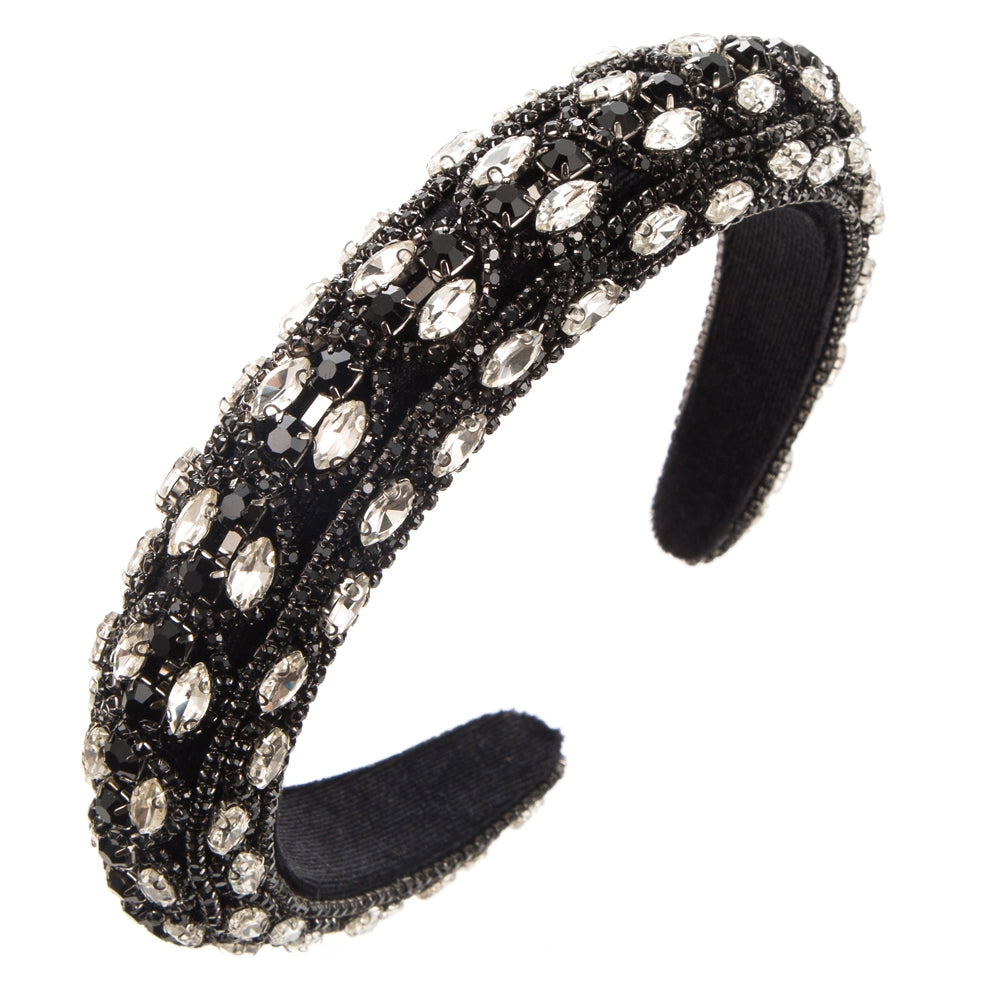 Women's Vintage Rhinestone Embellished Hairband - Elegant Retro Style