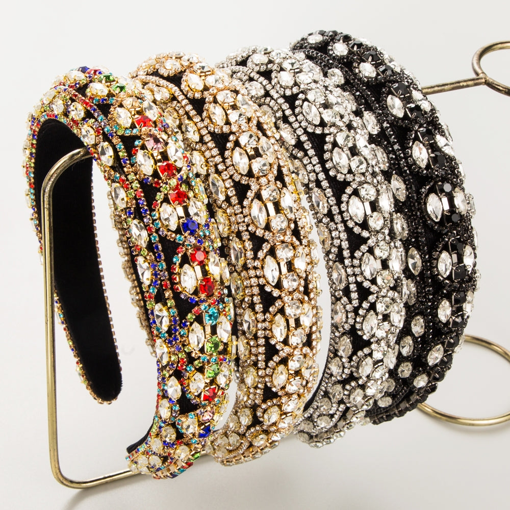 Women's Vintage Rhinestone Embellished Hairband - Elegant Retro Style