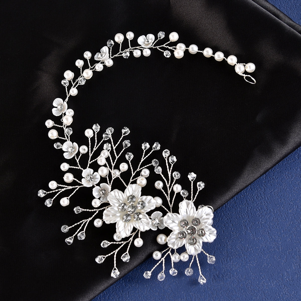 Women's Bridal Flower Pearl Resin Hair Band Accessory