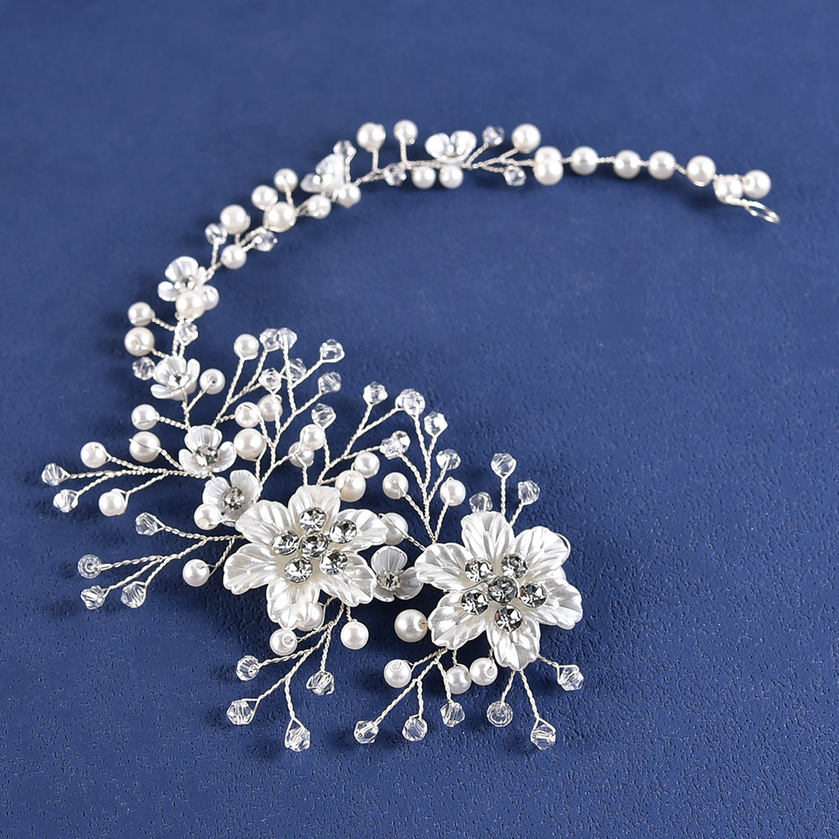 Women's Bridal Flower Pearl Resin Hair Band Accessory