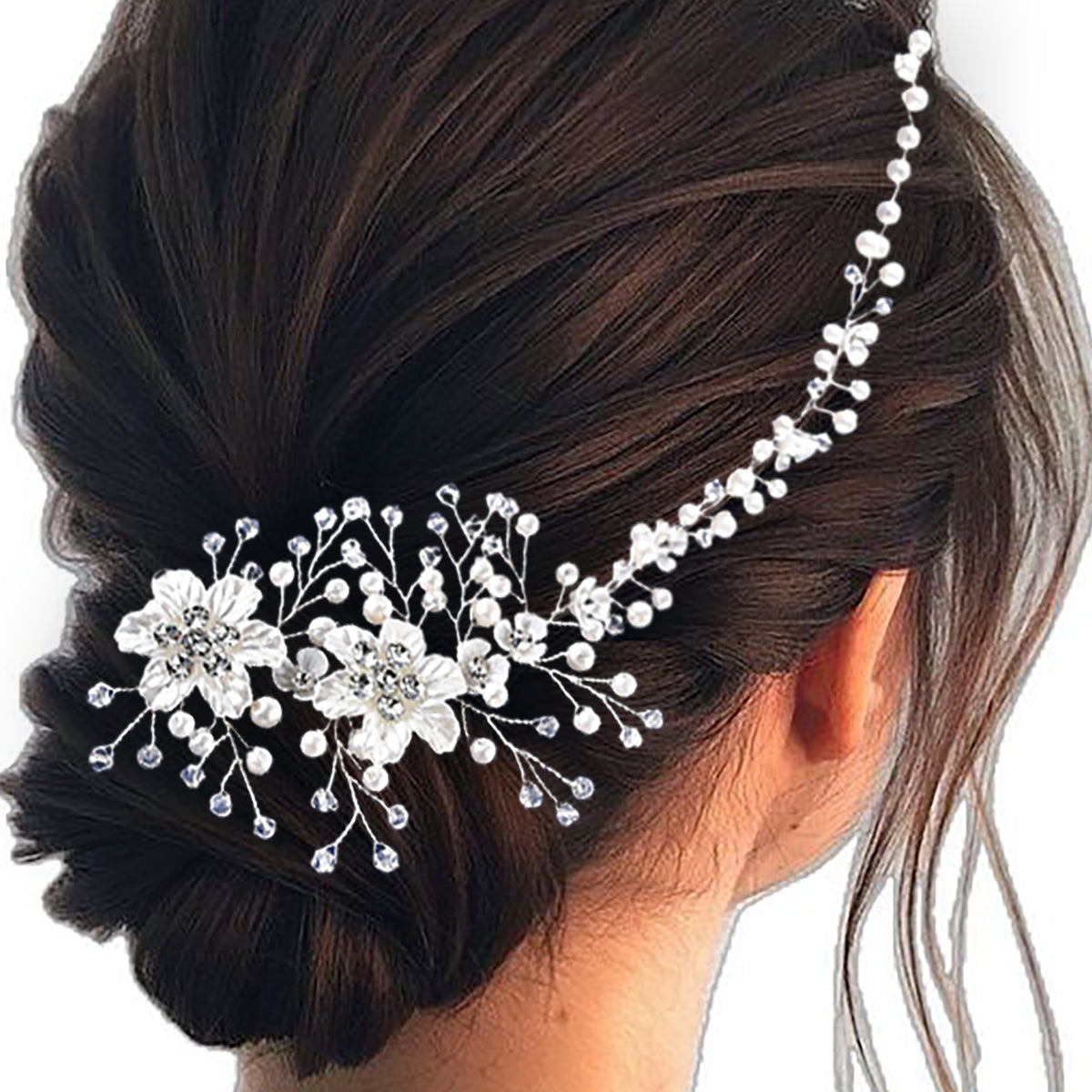 Women's Bridal Flower Pearl Resin Hair Band Accessory