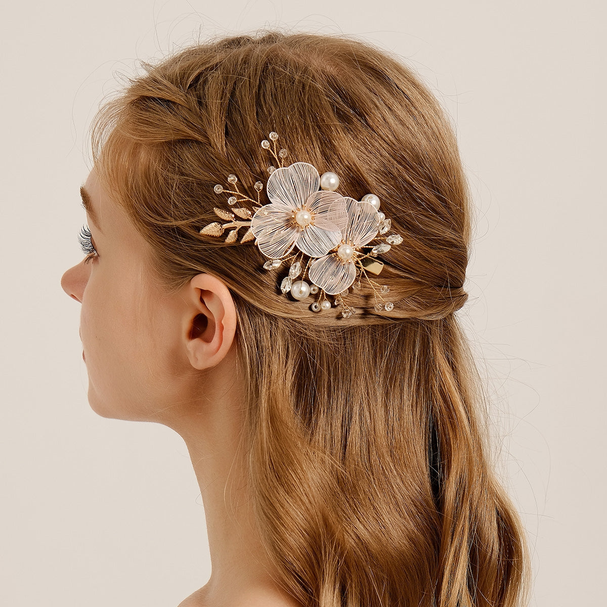 Women's Bridal Flower Crystal Hair Clip and Comb Set