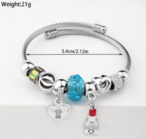 Y2K Swan Shell Stainless Steel Beaded Bracelet