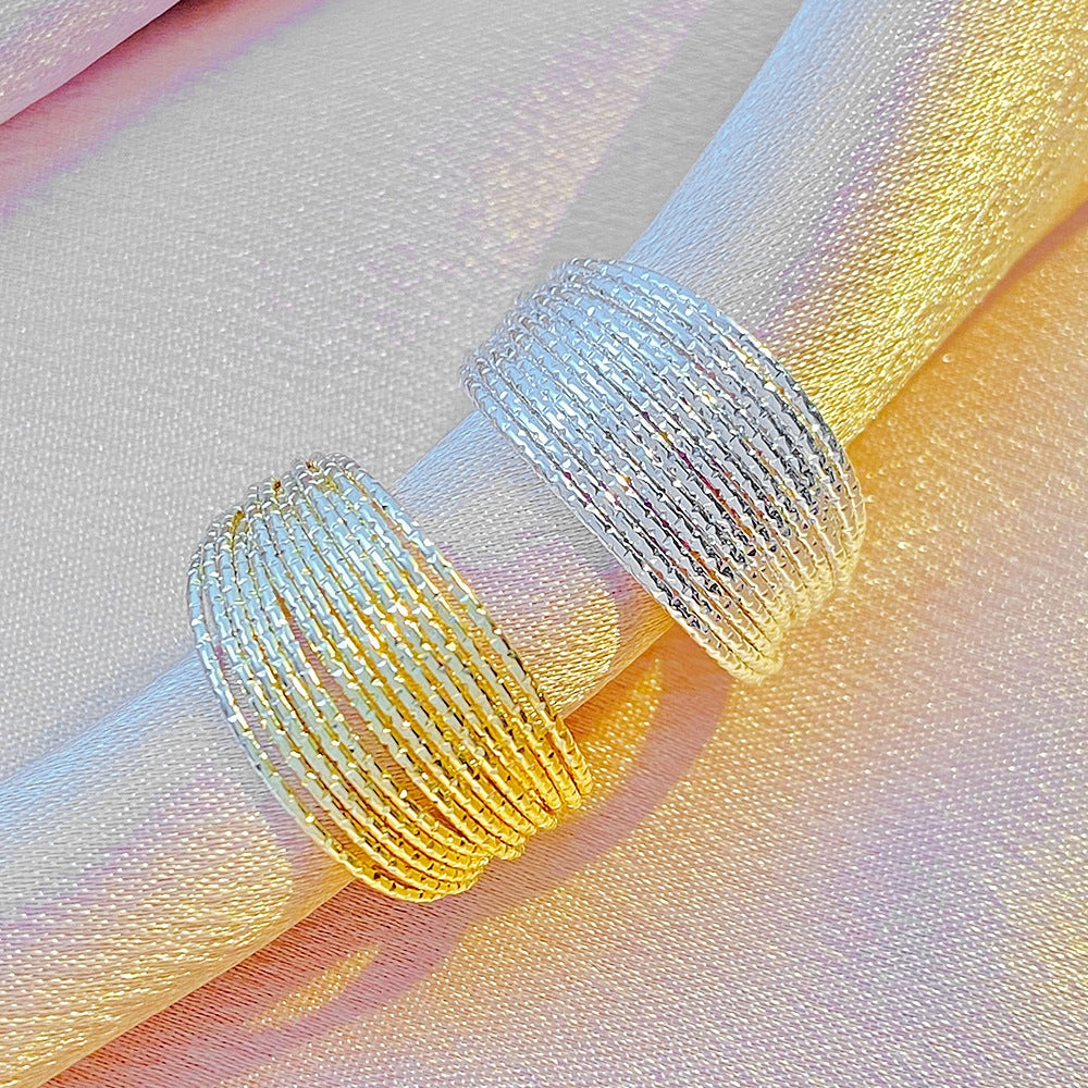 Y2K Minimalist Multi-Layer Open Adjustable Gold Silver Plated Unisex Rings