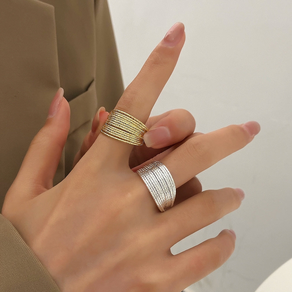 Y2K Minimalist Multi-Layer Open Adjustable Gold Silver Plated Unisex Rings