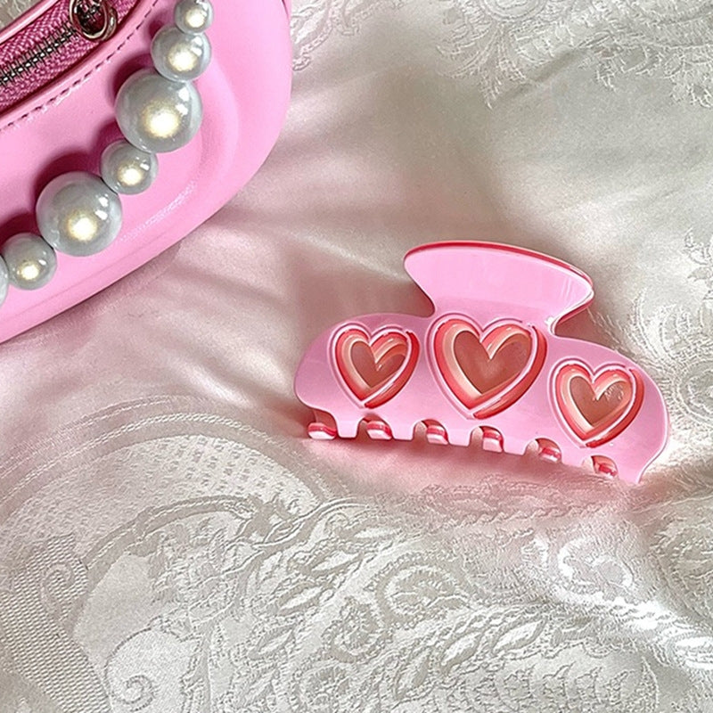 Y2K Sweet Heart Acetate Hollow Heart Hair Claw Clip