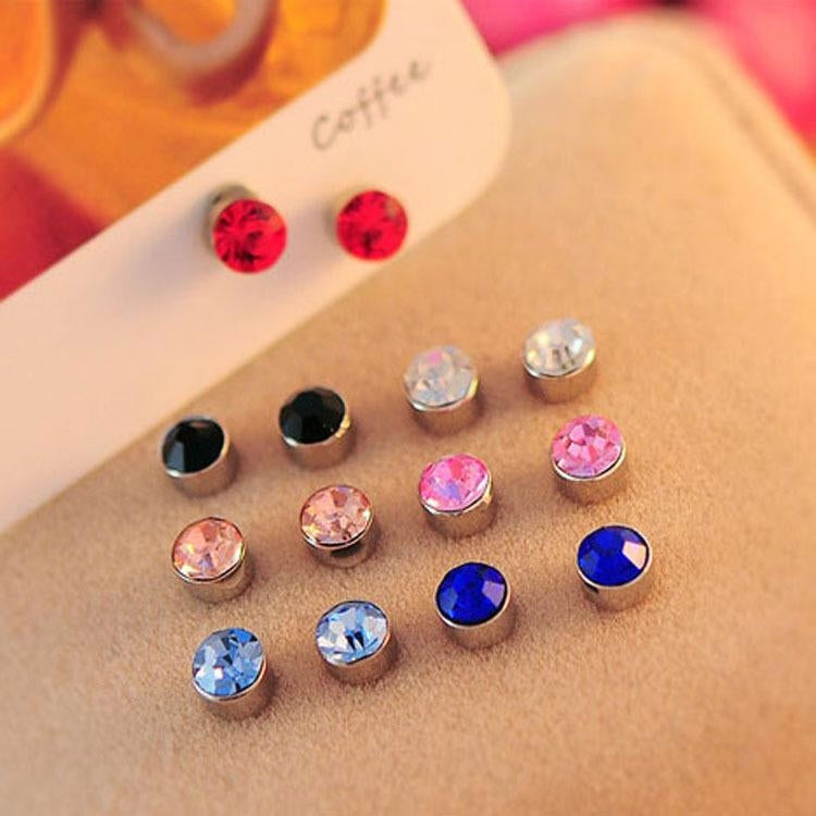 Zircon Rhinestone Magnetic Earrings - Unisex Non-Pierced Flash Diamond Studs