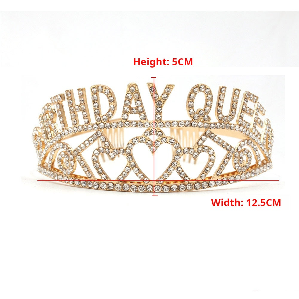 Women's Classic Crown Alloy Hair Band and Sparkling Diamond Party Headband Set