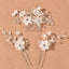 Handmade Bridal Pearl Flower Hair Comb and Pin Set for Wedding Accessories