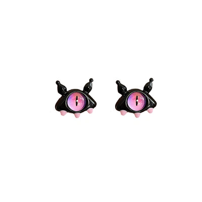 1 Pair Cartoon Style Animal Eye Stoving Varnish Inlay Alloy Opal Ear Studs